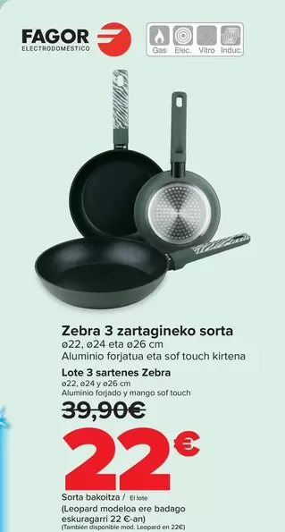 Fagor - Lote 3 Sartenes Zebra