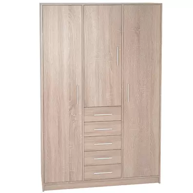 Armario 3 Puertas + 5 Cajonesroble Cortez 200x130x50cm
