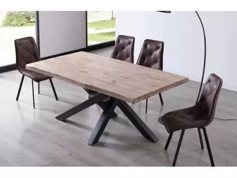 Mesa comedor diseño tapa con forma color roble honey-negro