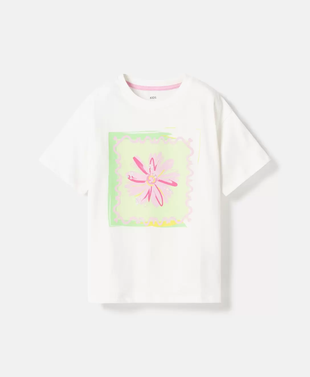 Camiseta con estampado floral 100% algodón