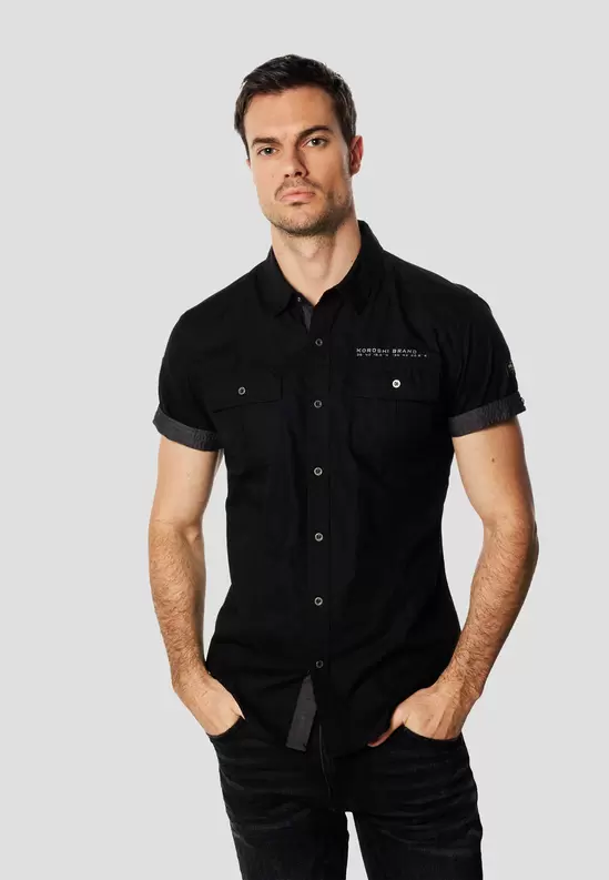 Men's Short Sleeve Multi-Pocket Poplin Nautical Shirt – K...