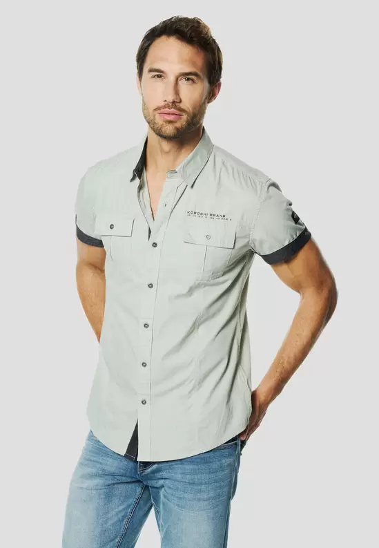 Men's Short Sleeve Multi-Pocket Poplin Nautical Shirt – K...