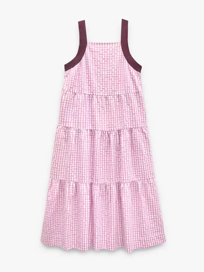 Vestido largo con cuadros vichy