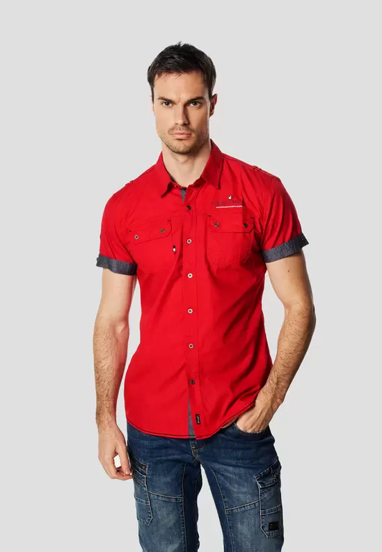Men's Short Sleeve Multi-Pocket Poplin Nautical Shirt – K...