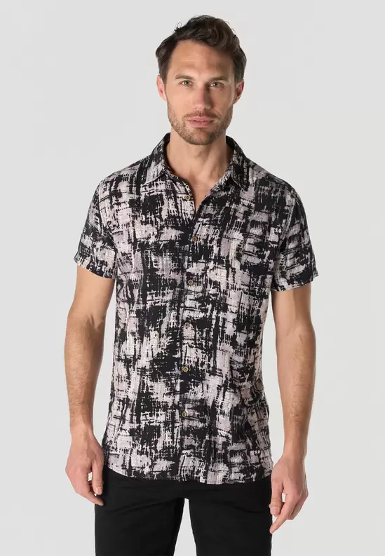 Men's Short Sleeve Printed Viscose Shirt - Koroshi