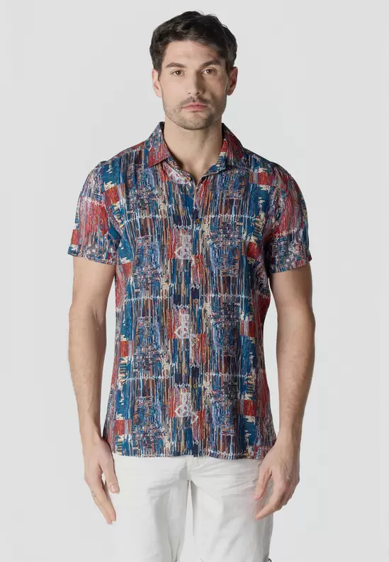 Men's Short Sleeve Printed Viscose Shirt - Koroshi