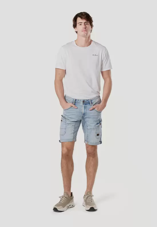 Men's Denim Cargo Bermuda Shorts Light Blue - Koroshi