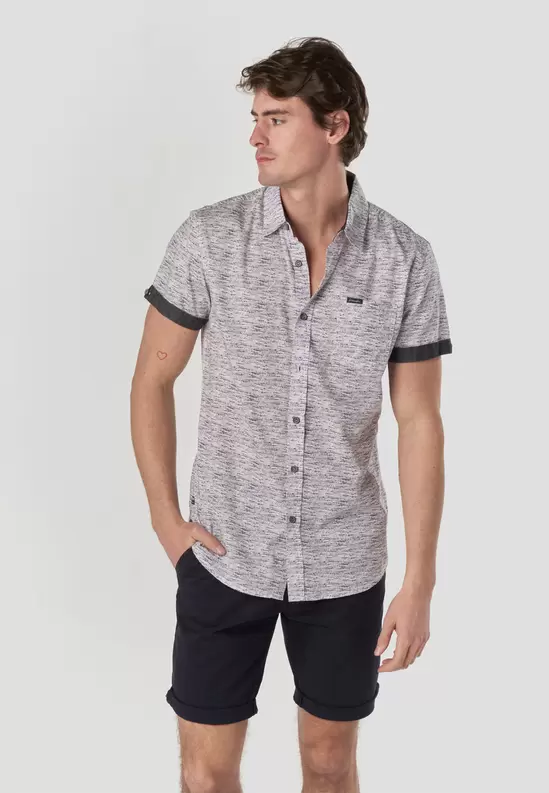 Men's Short Sleeve Cotton Poplin Shirt with Pocket - Koroshi