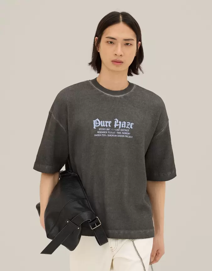 Camiseta manga corta waffle print