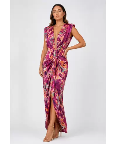 VESTIDO DRAPEADO ESTAMPADO LILA
