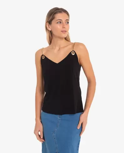 TOP NEGRO CON TIRANTES DE CADENA