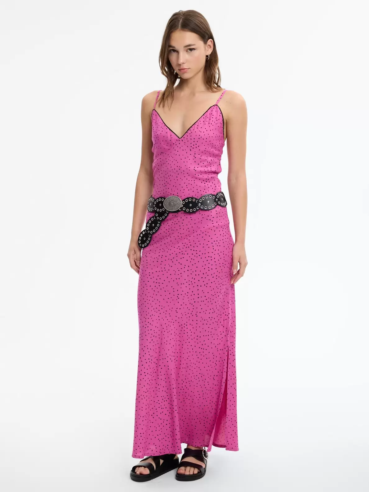 Vestido maxi lunares viscosa