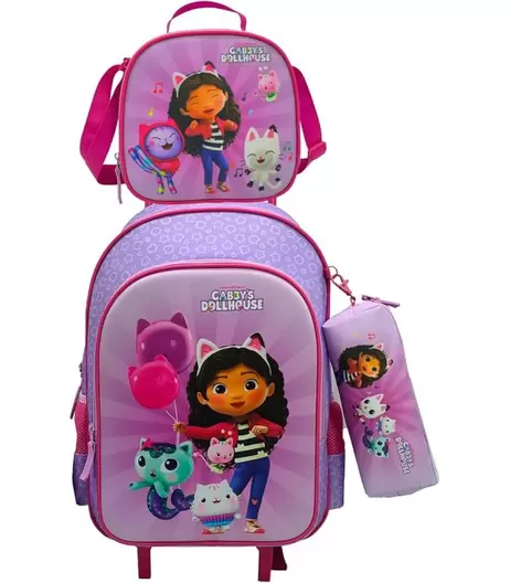 PACK GABBY S DOLLHOUSE SET MOCHILA CON NECESER Y PORTATODO