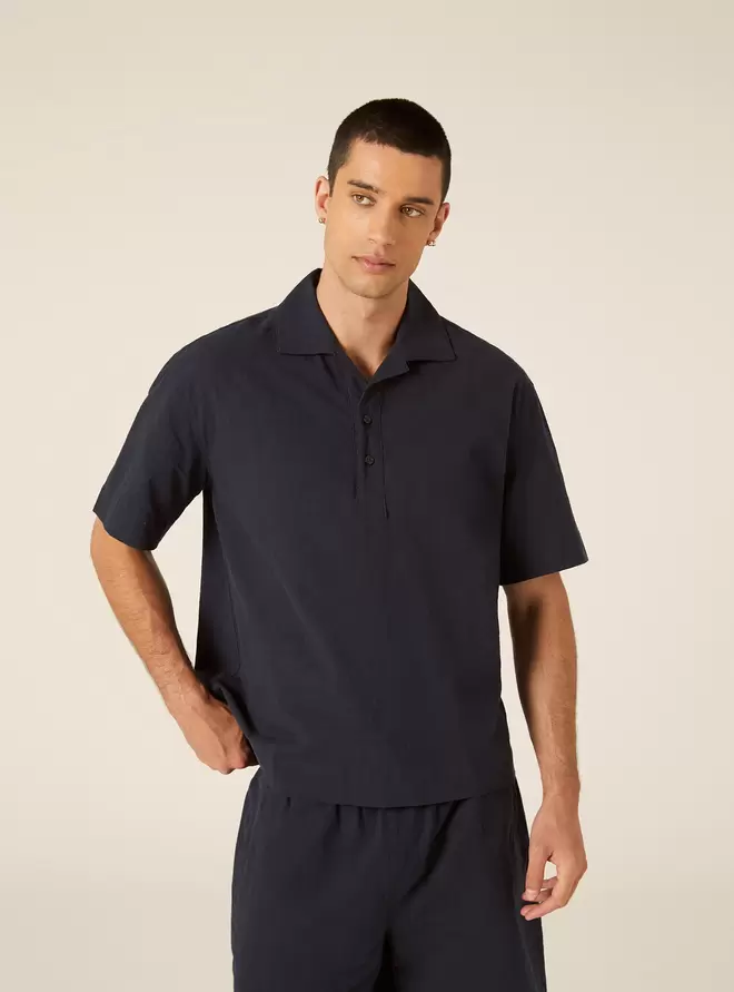 Polo Camisero de Mezcla de Lino