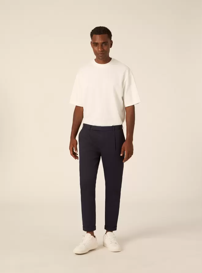 Pantalones Chino Cropped Slim Fit con Pinzas