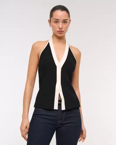 Chaleco de suéter halter de canalé