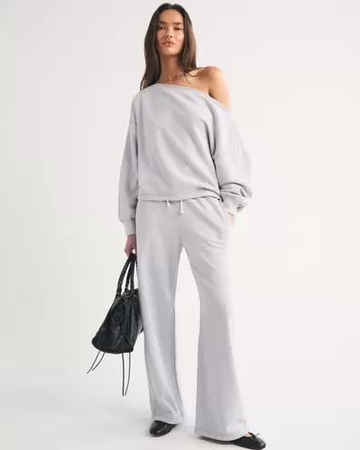 Pantalones de chándal de felpa Sunday con pernera ancha de tiro alto