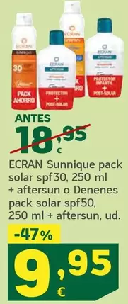 Ecran - Sunnique Pack Solar SPF30 + Aftersun O Denenes Pack Solar SPF50 + Aftersun
