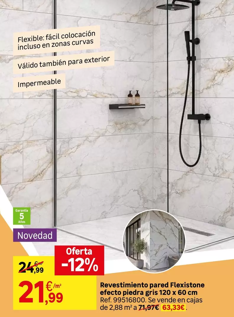 Revestimiento Parad Flexistone Efecto Piedra Fig 12ox 60 Cm