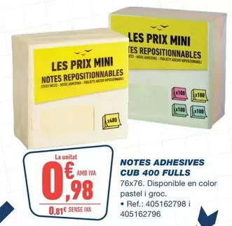 Ades - Notes Adhesives Cub 400 Fulls