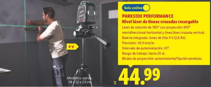 Parkside Performance - Nivel Láser De Líneas Cruzadas Recargable