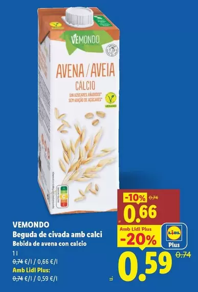 Vemondo - Bebida De Avena Con Calcio