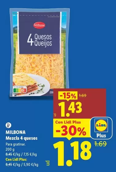 Milbona - Mezcla 4 Quesos