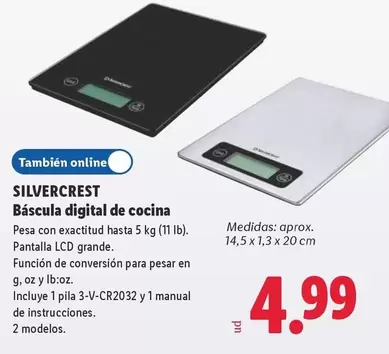 SilverCrest - Báscula Digital De Cocina 