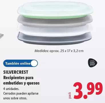 SilverCrest - Recipientes Para Embutidos Y Quesos