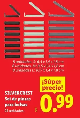 SilverCrest - Set De Pinzas Para Bolsas