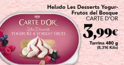 Carte d'Or - Helado Les Desserts Yogur-Fruttos Del Bosque