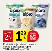 Alpro - Postre De Soja Natural Con Coco, Vainilla O Arandanos