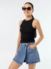 Skort vaquero de talle alto