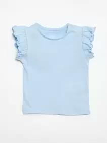 Camiseta de punto de manga corta con volantes