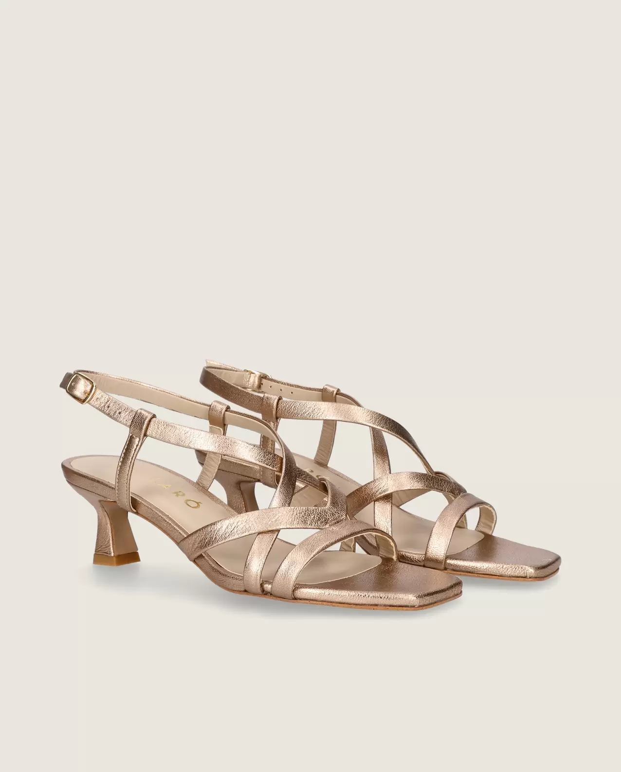 Mandy Sandal in nude metallic leather