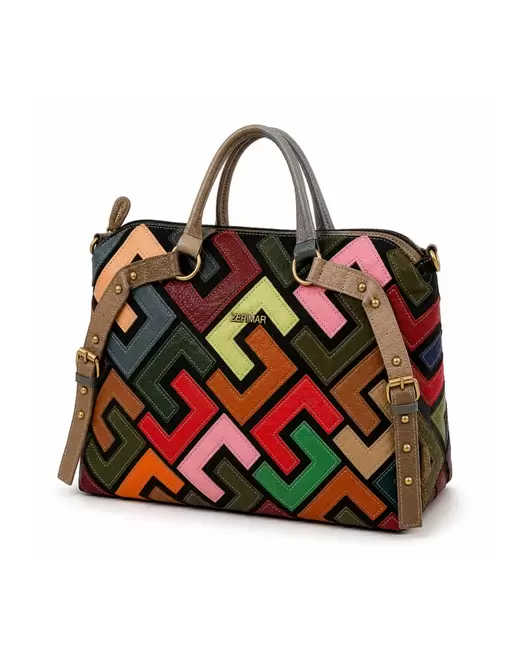 Bolso de piel con triple...