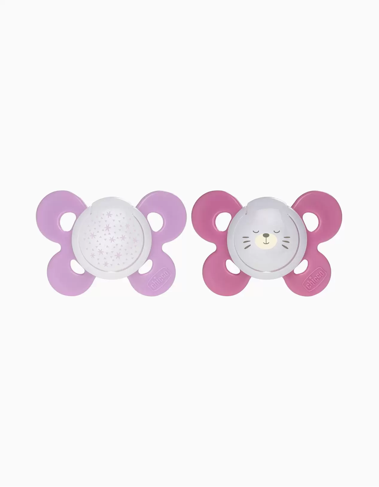 2 Silicone Dummies Physio Comfort Night Light Chicco 16-36M+, Pink