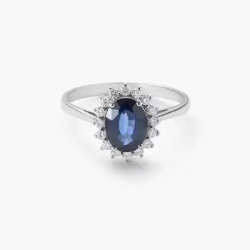 Anillo de oro blanco 18K diamante natural 0.3 ct. IMPERIAL SAPPHIRE