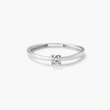 Anillo de oro blanco 18K diamante natural 0.15 ct. MOON