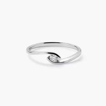 Anillo de oro blanco 18K diamante natural 0.07 ct. GRAVITY