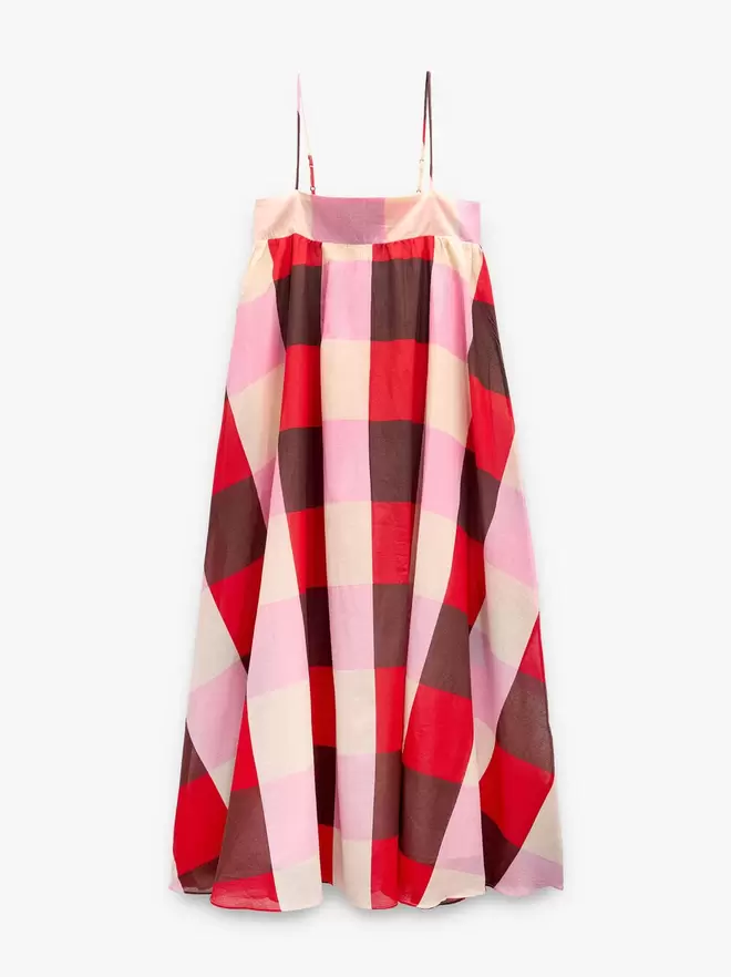 Vestido con tirantes a cuadros 100% algodón