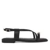 Sandalias Planas Querol Negras Con Tiras...