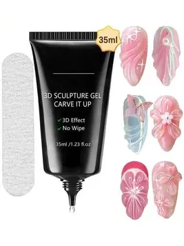 COLOURSMILE Gel de Uñas 3D (35ml), Esmalte de Uñas de Gel Super Resistente, Adecuado para Crear Arte de Uñas 3D, Decoración de Uñas Brillantes, Uñas con Gemas, Uñas con Diamantes, Requiere Curado con Lámpara UV/LED, Regalo de Belleza