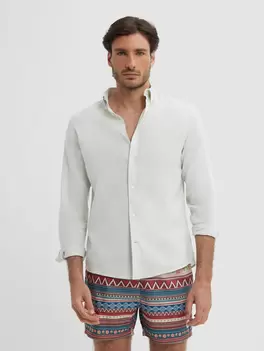 CAMISA LINO C. BOTON VERDE