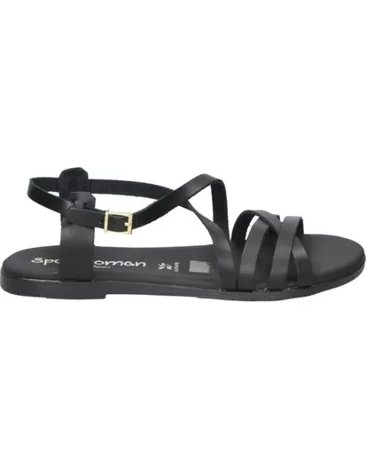 Sandalias de Piel 5806 en Color Negro para Mujer