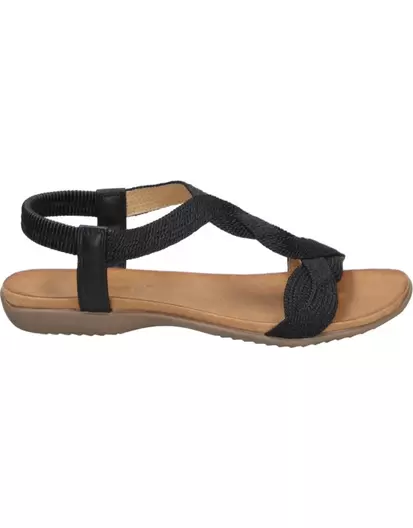 Sandalia Plana en Color Negro abz23572 para Mujer