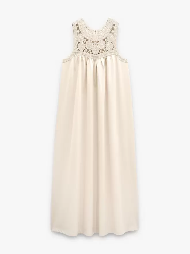 Vestido con detalle de croché de algodón