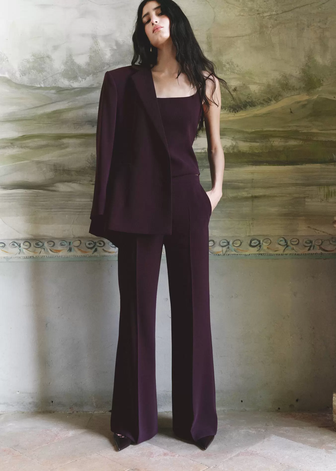 Pantalón traje tiro alto