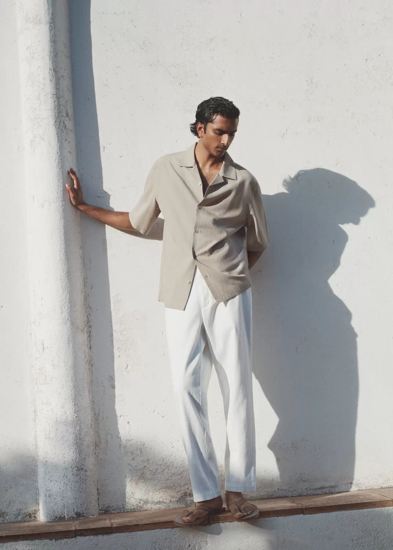 Pantalón relaxed fit mezcla algodón lino