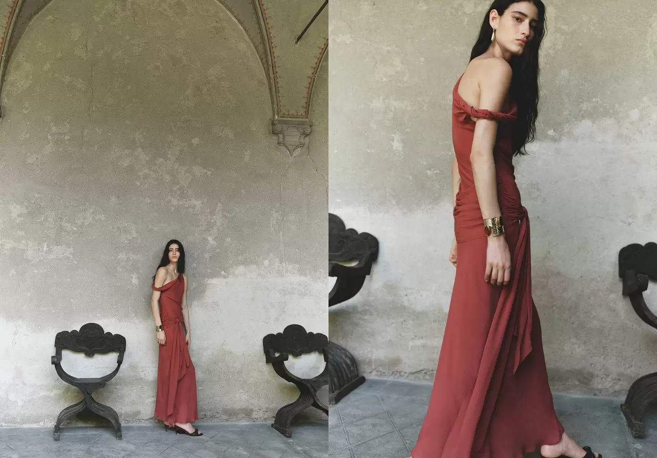 Vestido drapeado asimétrico